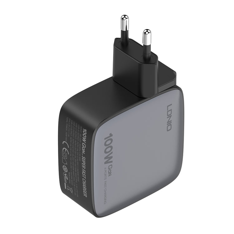 Carregador LDNIO Q408 100W GaN USB+3 USB-C / Type-C com Cabo de Dados USB-C / Type-C 100W de 1m, Ficha UE, Ficha UK, Ficha EUA