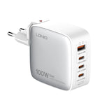Carregador LDNIO Q408 100W GaN USB+3 USB-C / Type-C com Cabo de Dados USB-C / Type-C 100W de 1m, Ficha UE, Ficha UK, Ficha EUA