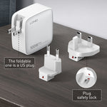 Carregador LDNIO Q408 100W GaN USB+3 USB-C / Type-C com Cabo de Dados USB-C / Type-C 100W de 1m, Ficha UE, Ficha UK, Ficha EUA