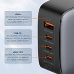 Carregador LDNIO Q408 100W GaN USB+3 USB-C / Type-C com Cabo de Dados USB-C / Type-C 100W de 1m, Ficha UE, Ficha UK, Ficha EUA