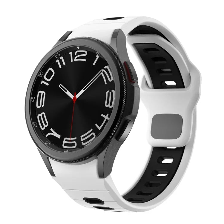 Correia de Relógio em Silicone com Fivela Invertida e Risca Bicolor, para Samsung Galaxy Watch 7 / 6