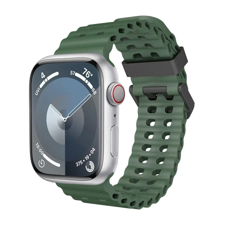 Ocean Dual-Row Hole Silicone Watch Band, For Apple Watch SE 2023 44mm, For Apple Watch Ultra 2 49mm, For Apple Watch Series 9 45mm