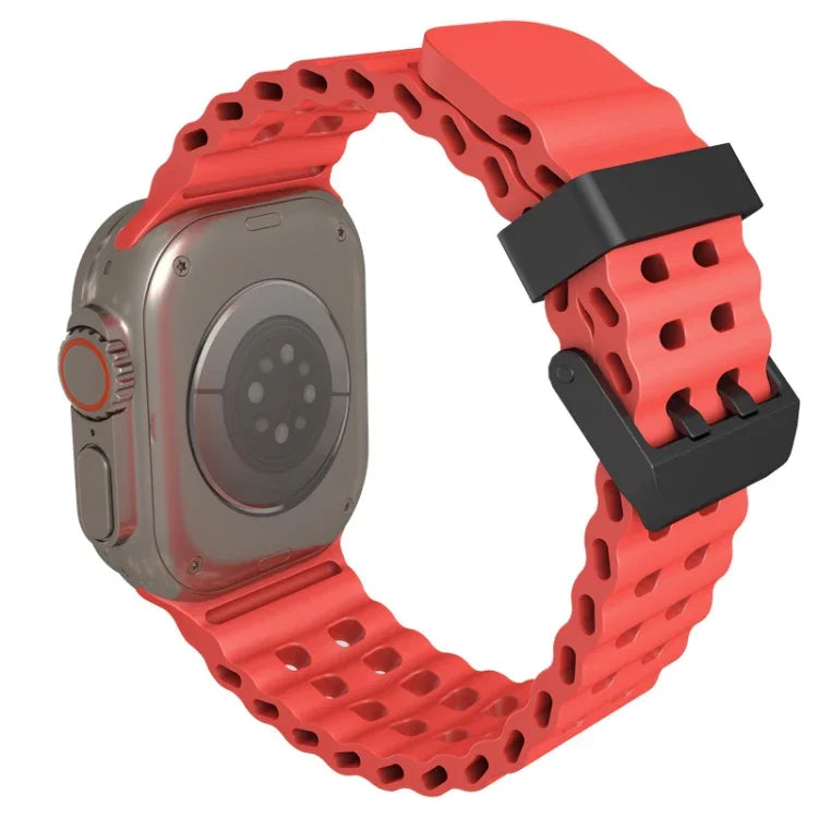 Ocean Dual-Row Hole Silicone Watch Band, For Apple Watch SE 2023 44mm, For Apple Watch Ultra 2 49mm, For Apple Watch Series 9 45mm