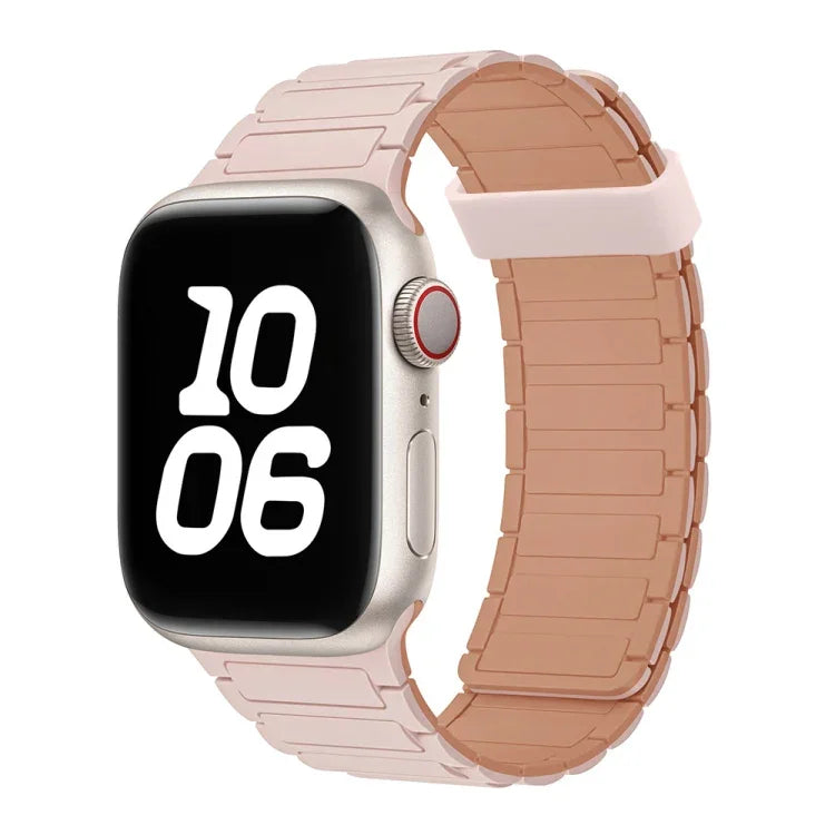 Correia de Relógio em Silicone com Argola Magnética de Três Contas, Para Apple Watch Series 9 41mm