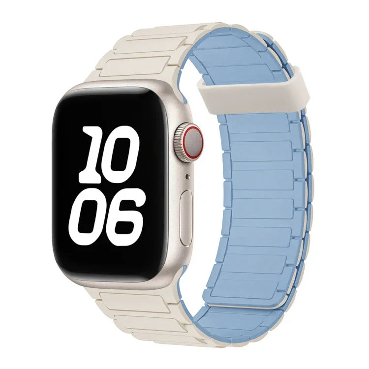Correia de Relógio em Silicone com Argola Magnética de Três Contas, Para Apple Watch SE 2022 40mm