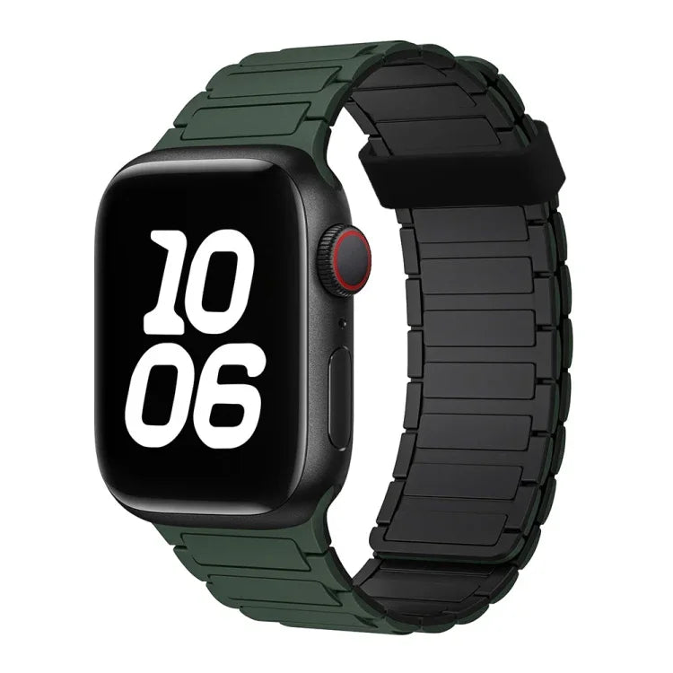 Pulseira de Relógio de Silicone com Argola Magnética Tri-contas, Para Apple Watch SE 2022 44mm