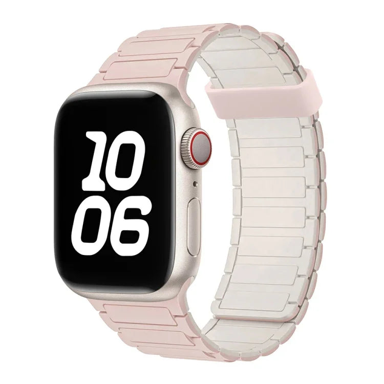 Pulseira de Relógio de Silicone com Argola Magnética Tri-contas, Para Apple Watch SE 2022 44mm
