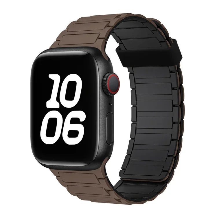 Pulseira de Relógio de Silicone com Argola Magnética Tri-contas, Para Apple Watch SE 2022 44mm