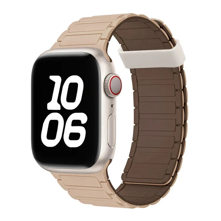 Pulseira de Relógio de Silicone com Argola Magnética Tri-contas, Para Apple Watch Series 7 41mm