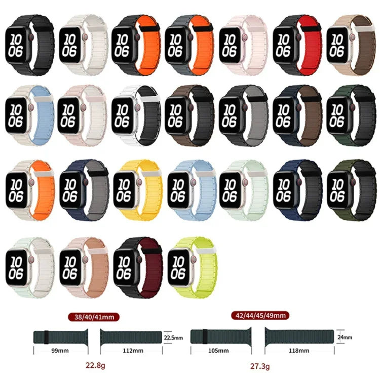 Correia de Relógio em Silicone com Argola Magnética de Três Contas, Para Apple Watch Series 9 41mm
