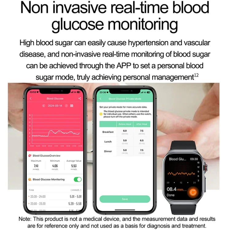 ET585 Smartwatch com Pulseira de Silicone de 2,04 polegadas IP68 à Prova de Água, Suporta ECG / Medição da Composição Sanguínea