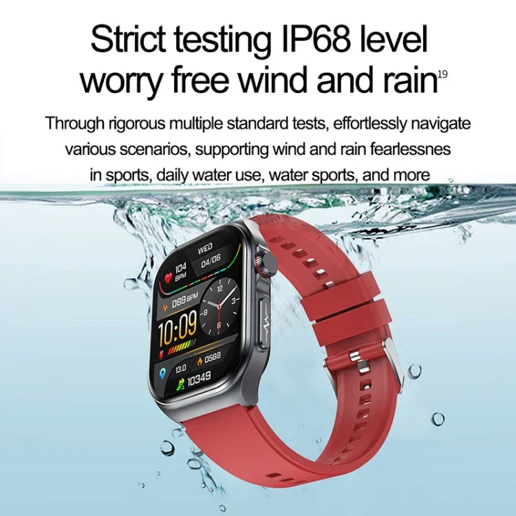 ET585 Smartwatch com Pulseira de Silicone de 2,04 polegadas IP68 à Prova de Água, Suporta ECG / Medição da Composição Sanguínea