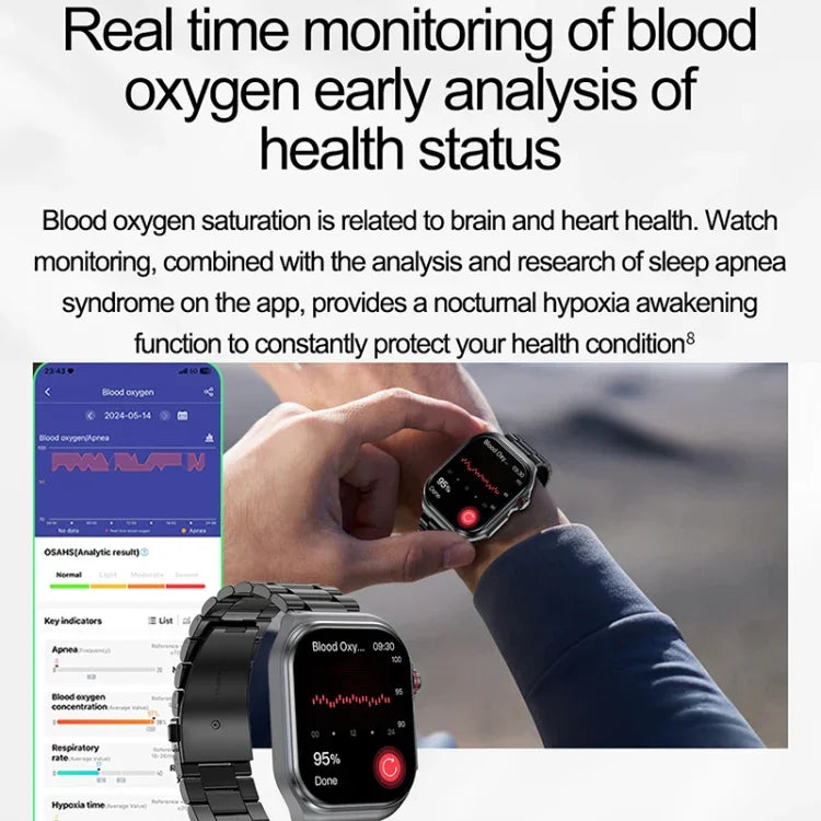 ET585 Smartwatch com Pulseira de Silicone de 2,04 polegadas IP68 à Prova de Água, Suporta ECG / Medição da Composição Sanguínea
