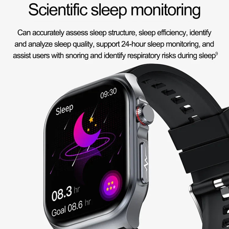 ET585 Smartwatch com Pulseira de Silicone de 2,04 polegadas IP68 à Prova de Água, Suporta ECG / Medição da Composição Sanguínea