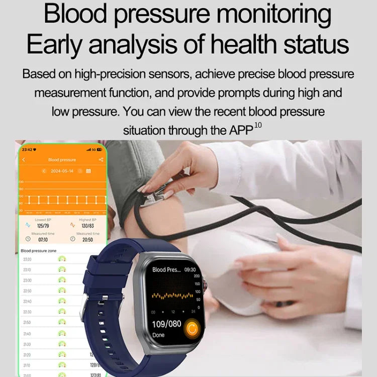 ET585 Smartwatch com Pulseira de Silicone de 2,04 polegadas IP68 à Prova de Água, Suporta ECG / Medição da Composição Sanguínea