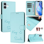 Capa de Telemóvel em Pele com Relevo de Sorriso e RFID, Para iPhone 17 Pro Max, Para iPhone 17 Pro, Para iPhone 17, Para iPhone Air, Para iPhone SE 2024, Para iPhone 16 Pro Max, Para iPhone 16 Pro, Para iPhone 16 Plus