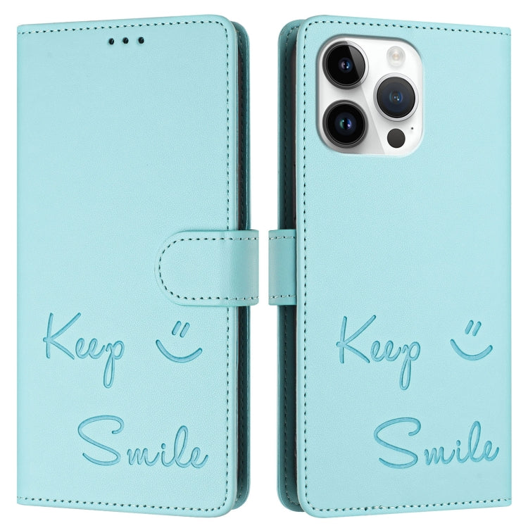 Capa de telemóvel em pele com relevo de sorriso e RFID, para iPhone 14 Pro Max, para iPhone SE 2022 / 2020 / 8 / 7, para iPhone 13 Pro Max, para iPhone 13 Pro, para iPhone 13 mini, para iPhone 12 / 12 Pro, para iPhone 12 Pro Max, para iPhone 12 mini