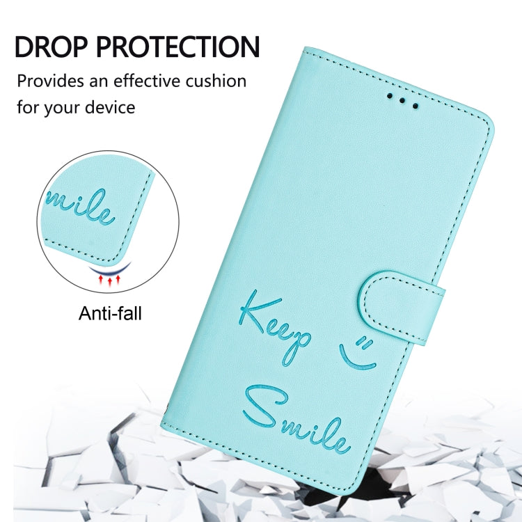 Capa de telemóvel em pele com relevo de sorriso e RFID, para iPhone 14 Pro Max, para iPhone SE 2022 / 2020 / 8 / 7, para iPhone 13 Pro Max, para iPhone 13 Pro, para iPhone 13 mini, para iPhone 12 / 12 Pro, para iPhone 12 Pro Max, para iPhone 12 mini