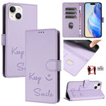 Capa de telemóvel em pele com relevo de sorriso e RFID, para iPhone 14 Pro Max, para iPhone SE 2022 / 2020 / 8 / 7, para iPhone 13 Pro Max, para iPhone 13 Pro, para iPhone 13 mini, para iPhone 12 / 12 Pro, para iPhone 12 Pro Max, para iPhone 12 mini