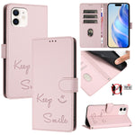 Capa de telemóvel em pele com relevo de sorriso e RFID, para iPhone 14 Pro Max, para iPhone SE 2022 / 2020 / 8 / 7, para iPhone 13 Pro Max, para iPhone 13 Pro, para iPhone 13 mini, para iPhone 12 / 12 Pro, para iPhone 12 Pro Max, para iPhone 12 mini