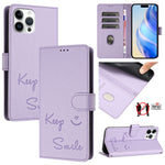 Capa de telemóvel em pele com relevo de sorriso e RFID, para iPhone 14 Pro Max, para iPhone SE 2022 / 2020 / 8 / 7, para iPhone 13 Pro Max, para iPhone 13 Pro, para iPhone 13 mini, para iPhone 12 / 12 Pro, para iPhone 12 Pro Max, para iPhone 12 mini