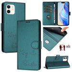 Capa de telemóvel em pele com relevo de sorriso e RFID, para iPhone 14 Pro Max, para iPhone SE 2022 / 2020 / 8 / 7, para iPhone 13 Pro Max, para iPhone 13 Pro, para iPhone 13 mini, para iPhone 12 / 12 Pro, para iPhone 12 Pro Max, para iPhone 12 mini