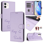 Capa de telemóvel em pele com relevo de sorriso e RFID, para iPhone 14 Pro Max, para iPhone SE 2022 / 2020 / 8 / 7, para iPhone 13 Pro Max, para iPhone 13 Pro, para iPhone 13 mini, para iPhone 12 / 12 Pro, para iPhone 12 Pro Max, para iPhone 12 mini