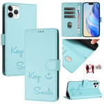 Capa de telemóvel em pele com relevo de sorriso e RFID, para iPhone 11 Pro Max, para iPhone 11, para iPhone 11 Pro, para iPod Touch 7 / 6 / 5, para iPhone X / XS, para iPhone XR, para iPhone XS Max, para iPhone 8 Plus / 7 Plus