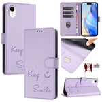 Capa de telemóvel em pele com relevo de sorriso e RFID, para iPhone 11 Pro Max, para iPhone 11, para iPhone 11 Pro, para iPod Touch 7 / 6 / 5, para iPhone X / XS, para iPhone XR, para iPhone XS Max, para iPhone 8 Plus / 7 Plus