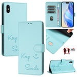 Capa de telemóvel em pele com relevo de sorriso e RFID, para iPhone 11 Pro Max, para iPhone 11, para iPhone 11 Pro, para iPod Touch 7 / 6 / 5, para iPhone X / XS, para iPhone XR, para iPhone XS Max, para iPhone 8 Plus / 7 Plus