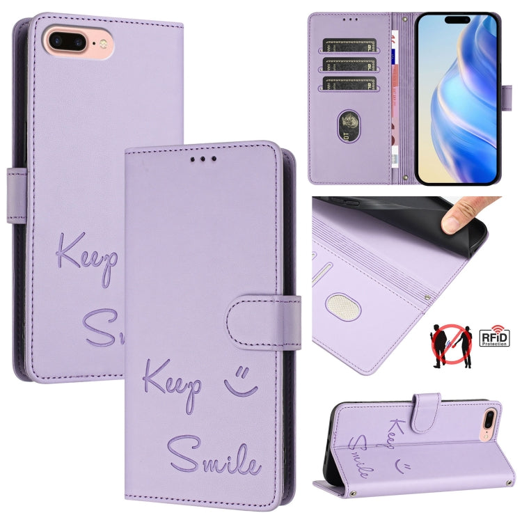 Capa de telemóvel em pele com relevo de sorriso e RFID, para iPhone 11 Pro Max, para iPhone 11, para iPhone 11 Pro, para iPod Touch 7 / 6 / 5, para iPhone X / XS, para iPhone XR, para iPhone XS Max, para iPhone 8 Plus / 7 Plus