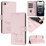 Capa de Telemóvel em Pele com Relevo de Sorriso e RFID, Para iPhone 17 Pro Max, Para iPhone 17 Pro, Para iPhone 17, Para iPhone Air, Para iPhone SE 2024, Para iPhone 16 Pro Max, Para iPhone 16 Pro, Para iPhone 16 Plus