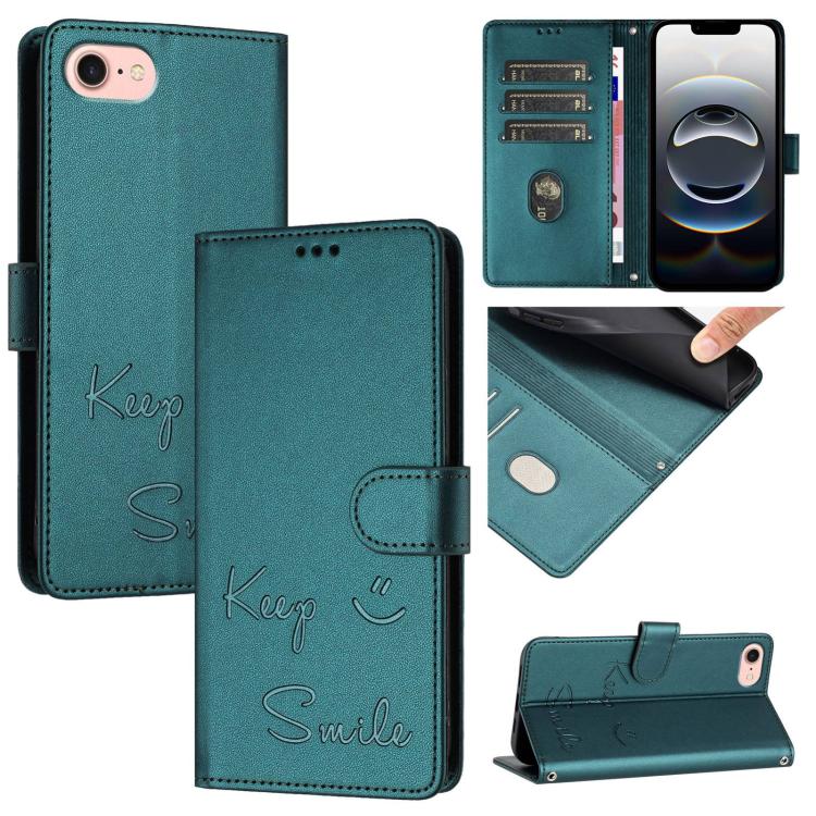 Capa de Telemóvel em Pele com Relevo de Sorriso e RFID, Para iPhone 17 Pro Max, Para iPhone 17 Pro, Para iPhone 17, Para iPhone Air, Para iPhone SE 2024, Para iPhone 16 Pro Max, Para iPhone 16 Pro, Para iPhone 16 Plus