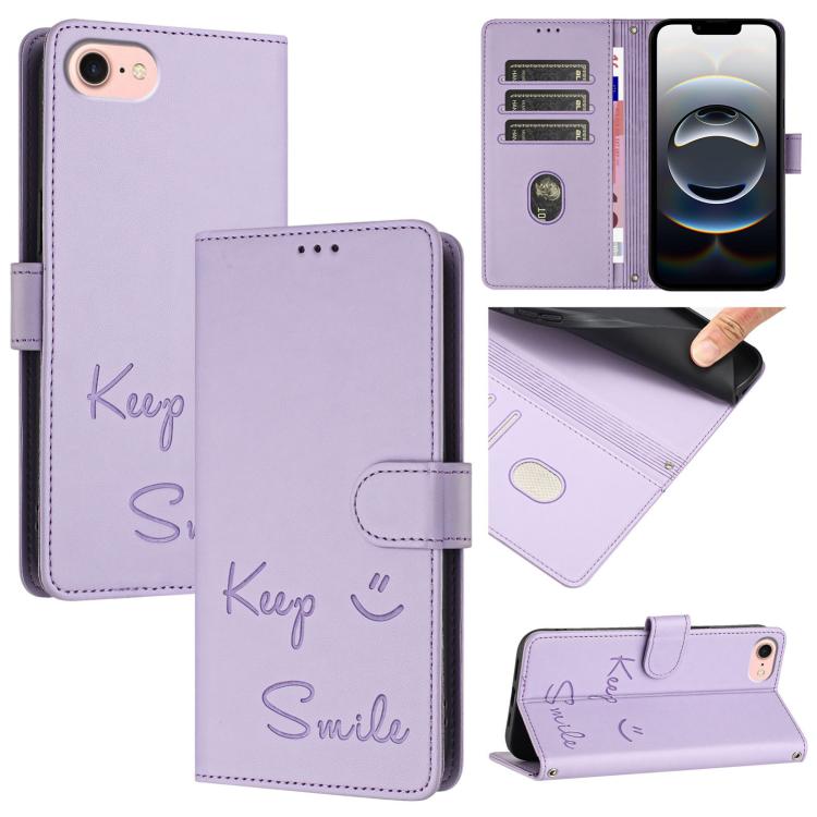 Capa de Telemóvel em Pele com Relevo de Sorriso e RFID, Para iPhone 17 Pro Max, Para iPhone 17 Pro, Para iPhone 17, Para iPhone Air, Para iPhone SE 2024, Para iPhone 16 Pro Max, Para iPhone 16 Pro, Para iPhone 16 Plus