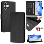 Capa de Telemóvel em Pele com Relevo de Sorriso e RFID, Para iPhone 17 Pro Max, Para iPhone 17 Pro, Para iPhone 17, Para iPhone Air, Para iPhone SE 2024, Para iPhone 16 Pro Max, Para iPhone 16 Pro, Para iPhone 16 Plus