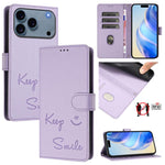 Capa de Telemóvel em Pele com Relevo de Sorriso e RFID, Para iPhone 17 Pro Max, Para iPhone 17 Pro, Para iPhone 17, Para iPhone Air, Para iPhone SE 2024, Para iPhone 16 Pro Max, Para iPhone 16 Pro, Para iPhone 16 Plus