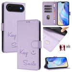 Capa de Telemóvel em Pele com Relevo de Sorriso e RFID, Para iPhone 17 Pro Max, Para iPhone 17 Pro, Para iPhone 17, Para iPhone Air, Para iPhone SE 2024, Para iPhone 16 Pro Max, Para iPhone 16 Pro, Para iPhone 16 Plus