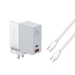 Adaptador de Energia USB LDNIO A2620C PD3.0 65W para Viagem com Cabo Type-C para Type-C, Ficha UE, Ficha EUA, Ficha UK