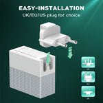 Adaptador de Energia USB LDNIO A2620C PD3.0 65W para Viagem com Cabo Type-C para Type-C, Ficha UE, Ficha EUA, Ficha UK