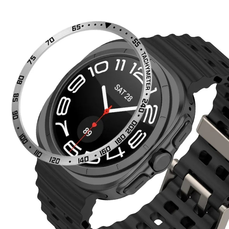 Anel de Aro em Aço Inoxidável Estilo E para Mostrador de Smartwatch, Para Samsung Galaxy Watch Ultra 47mm, Para Samsung Galaxy Watch 7 44mm, Para Samsung Galaxy Watch 7 40mm