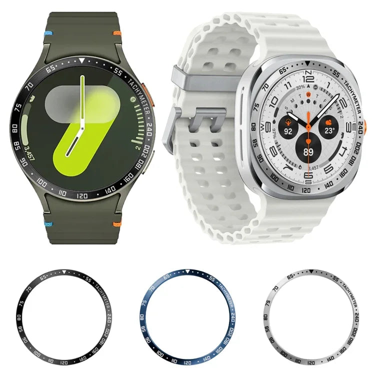 Anel de Aro em Aço Inoxidável Estilo E para Mostrador de Smartwatch, Para Samsung Galaxy Watch Ultra 47mm, Para Samsung Galaxy Watch 7 44mm, Para Samsung Galaxy Watch 7 40mm