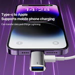 Adaptador OTG 8 Pinos para USB, USB-C / Tipo-C, 8 Pinos para USB, Tipo-C
