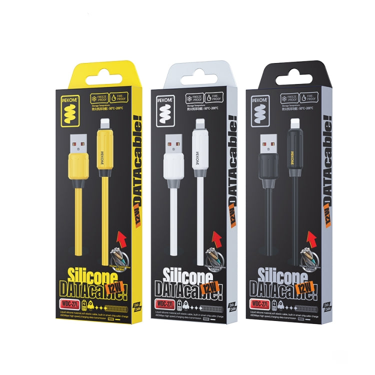 Cabo de Dados para Carregamento Rápido WK WDC-27i Silicone Elástico Genuíno 1m 12W USB para 8 Pinos, WDC-27i