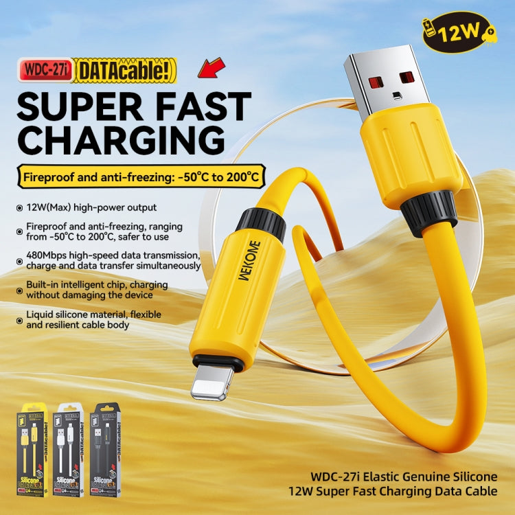 Cabo de Dados para Carregamento Rápido WK WDC-27i Silicone Elástico Genuíno 1m 12W USB para 8 Pinos, WDC-27i