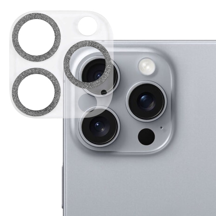 Película de vidro temperado para lente de câmara com anel de glitter, para iPhone 17, para iPhone 16 Pro / 16 Pro Max, para iPhone 16 / 16 Plus