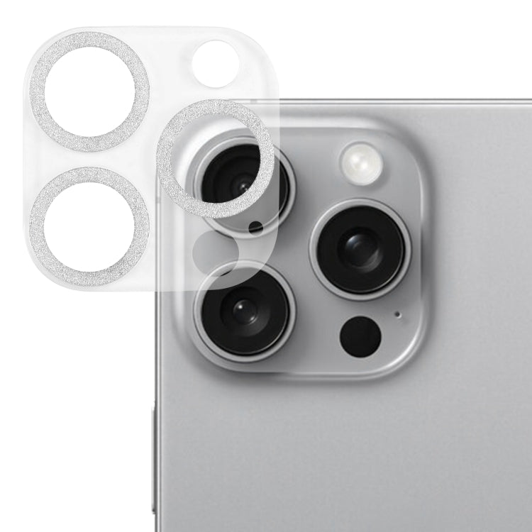 Película de vidro temperado para lente de câmara com anel de glitter, para iPhone 17, para iPhone 16 Pro / 16 Pro Max, para iPhone 16 / 16 Plus