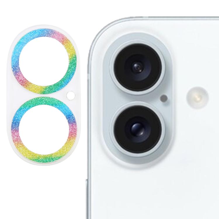 Película de vidro temperado para lente de câmara com anel de glitter, para iPhone 17, para iPhone 16 Pro / 16 Pro Max, para iPhone 16 / 16 Plus