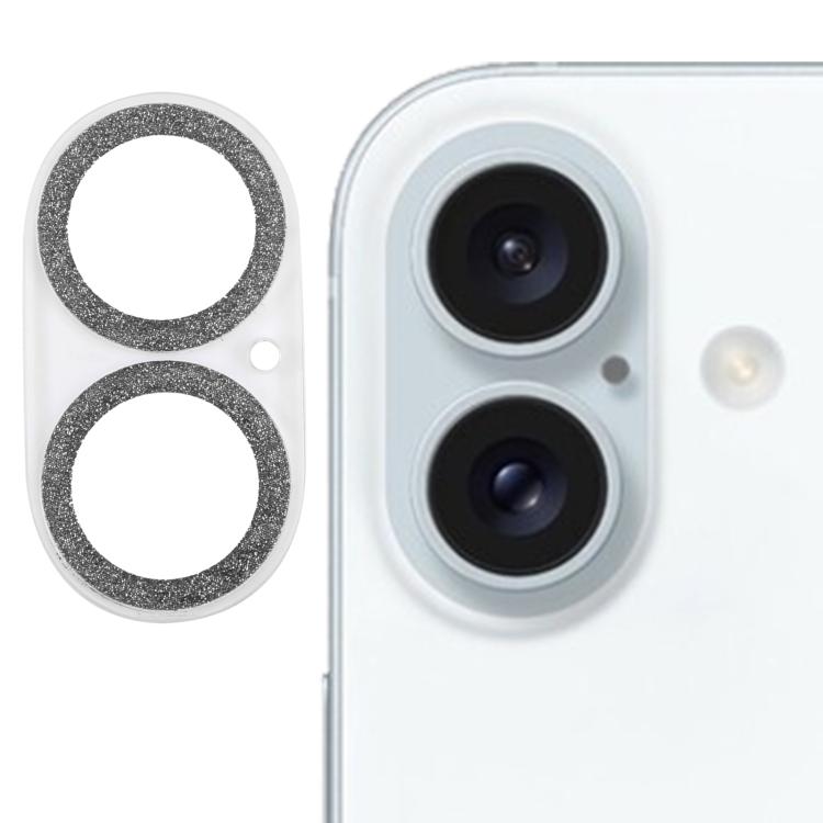 Película de vidro temperado para lente de câmara com anel de glitter, para iPhone 17, para iPhone 16 Pro / 16 Pro Max, para iPhone 16 / 16 Plus