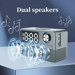 Coluna Bluetooth 5.3 com LED BT509 Relógio Despertador Rádio com Ecrã Musical