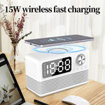 Coluna Bluetooth 5.3 com LED BT509 Relógio Despertador Rádio com Ecrã Musical